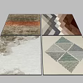 Various Square Rugs with Abstract Geometric Patterns Neutral Tones and Textured Designs 3d model