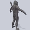 Military Style Character With Gas Mask And Tactical Vest Against Biological Creature Threat