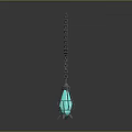 Elegant Turquoise Lit Candle Lamp With Hanging Chain And Decorative Metal Base