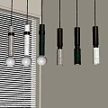 Modern Marble Metal Pendant Lights Gold Black Gray With Warm Glow By Window Blinds