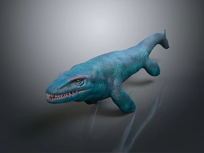 Blue Prehistoric Marine Reptile Model With Sharp Teeth And Streamlined Body 3d model