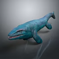Blue Prehistoric Marine Reptile Model With Sharp Teeth And Streamlined Body 3d model