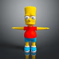 Bart Simpson Character With Yellow Skin Spiky Hair Red Shirt Blue Shorts And Arms Outstretched