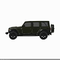 Green Off Road Vehicle With Large Black Wheels Front Grille And Spare Tire