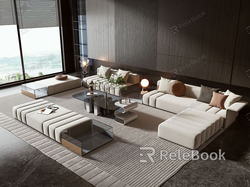 Modern Minotti Sofa Coffee Table Combination model