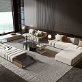 Modern Minotti Sofa Coffee Table Combination 3d model