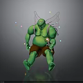 Green Chubby Fairy Character With Pink Wings Magic Wand And Colorful Sparkles Sitting