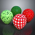 Festive Christmas Ornaments With Red Snowflake Strawberry And Green Tree Star Patterns