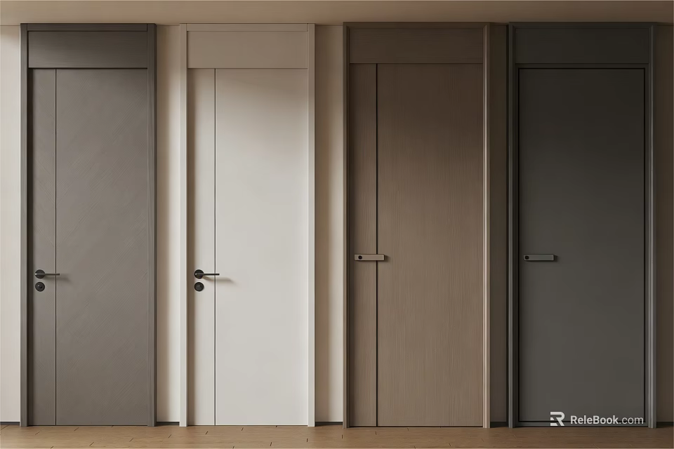 Modern Hinged Doors in Various Colors with Simple Design for Interior Home Decor 3d model 