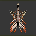 Game Movie Character With Red And White Body Long Neck Multiple Legs Spiked Back
