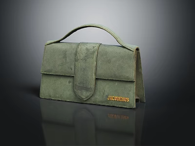 Green Leather Handbag With Handle Buckle And Jackson Brand Logo 3d model