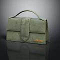Green Leather Handbag With Handle Buckle And Jackson Brand Logo