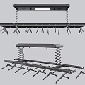 Retractable Ceiling Mounted Clothes Hangers With Spring Rods And Metal Hooks For Home Use