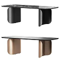 Modern Dining Table With Black And Copper Cylindrical Legs And Smooth Tabletop 3d model