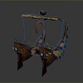 Ancient Wooden Ship Model With Decorative Carvings Detailed Hull Canvas Sail And Ropes