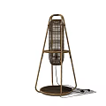 Rattan Floor Lamp With Conical Design Woven Shade Wooden Frame Black Base