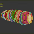 3D Rendered Colorful Corn Vegetable With Orange Green Block Pattern And Reflective Surface