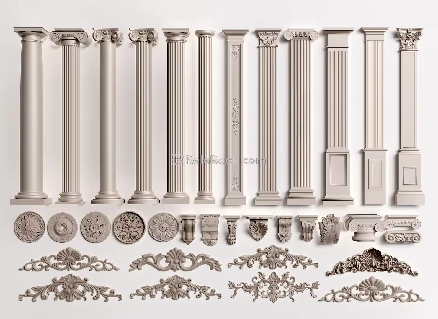 European-style Carved Roman Columns Carved Columns 3d model