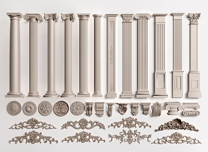 European-style Carved Roman Columns Carved Columns 3d model