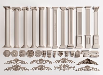 European-style Carved Roman Columns Carved Columns 3d model