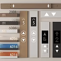 Elevator Button Panels With Models 2001 3005 6006 A206 A316 Digital Displays And Arrows 3d model