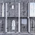 Modern Shower Sauna Interior Design With Glass Partitions Marble Walls And Bathrobe