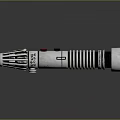 Silver Metal Lightsaber Weapon With Detailed Mechanical Design And Reflective Surface