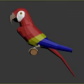Vibrant Red Parrot With Blue And Yellow Feathers Perched On Wooden Branch