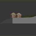Two Red Buildings with Brown Roofs in Green Grass Area Near Small Stream