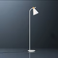 Modern White Floor Lamp with Curved Arm Conical Shade and Minimalist Home Decor