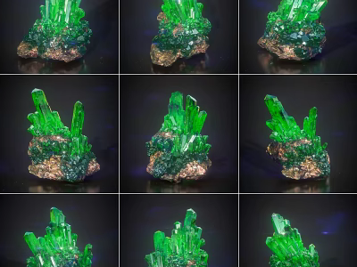 Elegant Green Crystal Cluster Decorative Ornament Set For Home Decor 3d model