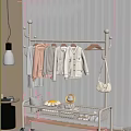 White Clothes Rack With Hanging Clothes Handbag And Storage Basket For Toys Pillows