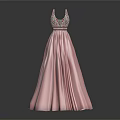 Elegant Pink Evening Dress With Beaded Bodice And Pleated Skirt