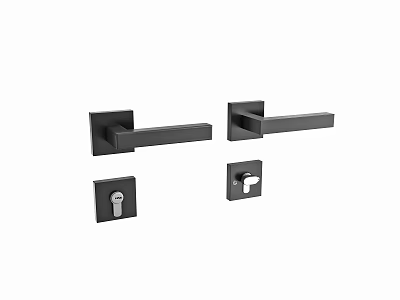 Modern Black Door Handles And Lock Sets For Home Interior Design 3d model