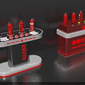 Virtual Fire Extinguisher Training Device With Red Models On Display Stands 3d model