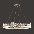 Elegant Modern Chandeliers Featuring Glass Discs Cylinders And Golden Layered Frames