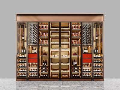 Luxury Modern Wine Cabinet With Glass Doors And Multiple Shelves For Wine Bottles 3d model