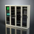 White Server Cabinet Furniture With Glass Doors And Internal Equipment Racks