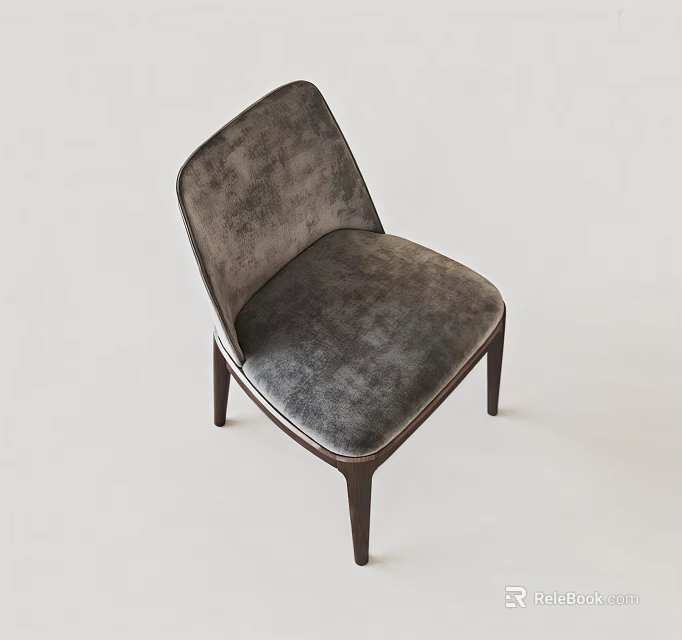 Dark Gray Velvet Leisure Chair With Modern Wooden Legs For Indoor Decor 3d model 
