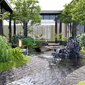 Japanese Courtyard Atrium Courtyard View 3d model