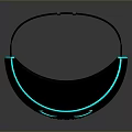 Black Tech Mask With Blue Glowing Rings And Digital LED Display Design