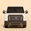 White Ford Commercial Van With Side Windows And Black Front Grille