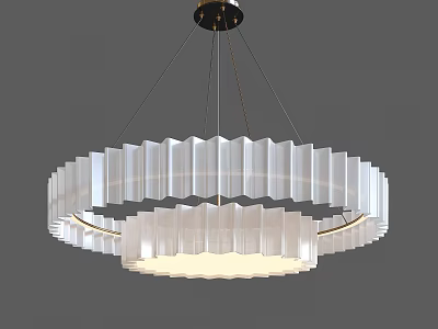 Elegant Modern White Double Ring Pleated Chandelier With Warm Light 3d model