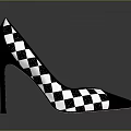 Elegant Black And White Checkered Pointed Toe Stiletto High Heels With Thin Heel Design