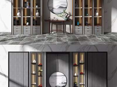 Modern Wooden Bookcase With Glass Doors And Storage Shelves For Home Decor 3d model