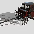 Vintage Horse Carriage With Red Body Black Roof And Wooden Wheels