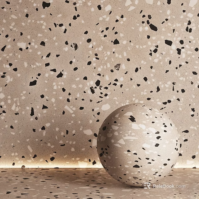 Terrazzo Wall With Speckled Pattern And Sphere Decoration 3d model 