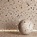 Terrazzo Wall With Speckled Pattern And Sphere Decoration 3d model