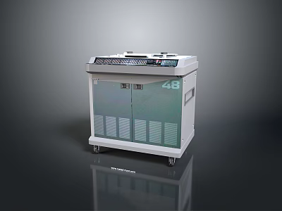 White Mobile Medical Apparatus With Glass Door Control Panel And Number 48 3d model