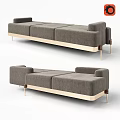 Modern Grey Upholstered Sofa Bench with Metal Legs and Sectional Design for Living Room